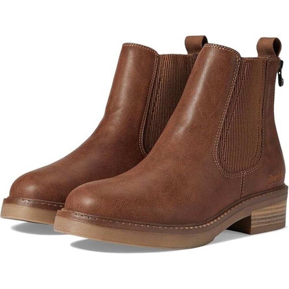 Blowfish Malibu Vedder Boots Women's 7.5 Brown Round Toe Back Zip Ankle JOBB617